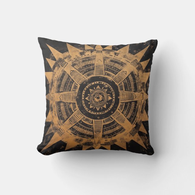 Tribal Sunburst Mandala Pillow Kudde (Framsida)