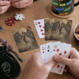 Tribal svart sten fantasy-drake casinokort