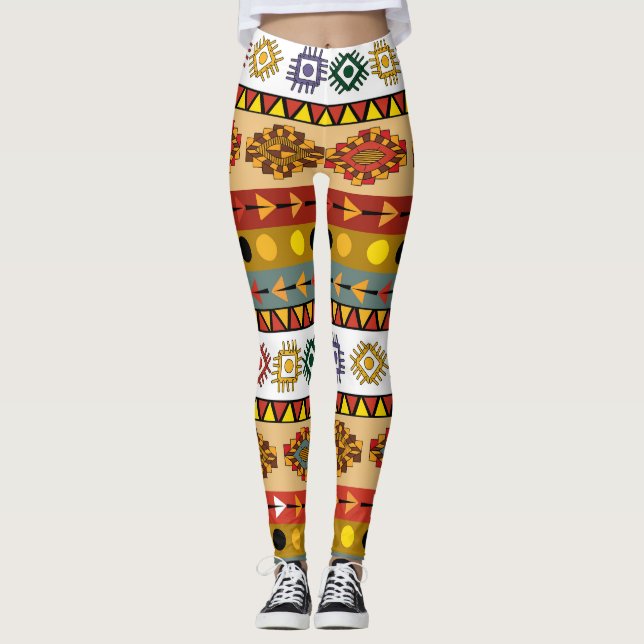 Tribal tapet, konstnärlig etnisk design. leggings (Framsida)