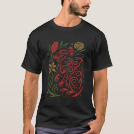 Tribal Tasmanisk Djävul med inhemsk flora T Shirt