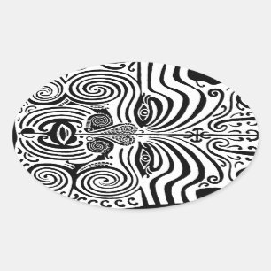 Tribal Tattodesign - Nya Zeeland Maori Ovalt Klistermärke