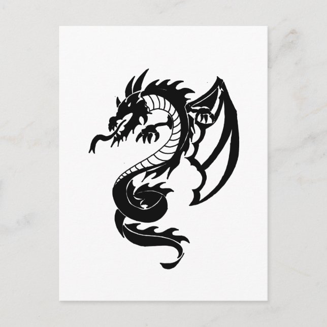 Tribal Tattoo Drakon Vykort (Framsida)