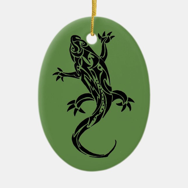 Tribal Tattoo Gecko Grönt Ornament (Framsidan)
