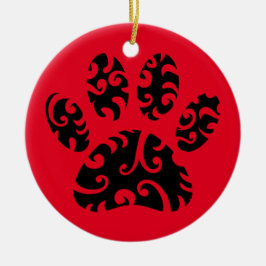 Tribal Tattoo Hund Paw Print Julgransprydnad Keramik