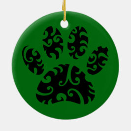 Tribal Tattoo Hund Paw Print Julgransprydnad Keramik