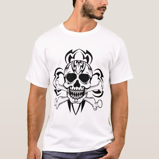 Tribal Tattoo Skull T Shirt (Framsida)