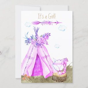 *~* Tribal Teepee Boho Fox Woodland Forest Girl Inbjudningar