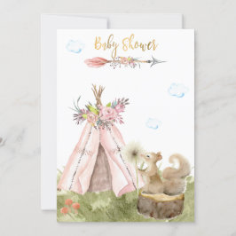 *~* Tribal Teepee Boho Squirrel Woodland Forest Inbjudningar