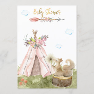 *~* Tribal Teepee Boho Squirrel Woodland Forest Inbjudningar