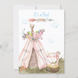 *~* Tribal Teepee Boho Woodland Fox Forest Boy Inbjudningar