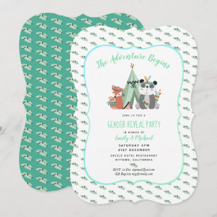 Tribal TeePee Gender Reveal Boy Mint-inbjudan Inbjudningar