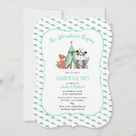 Tribal TeePee Gender Reveal Boy Mint-inbjudan Inbjudningar