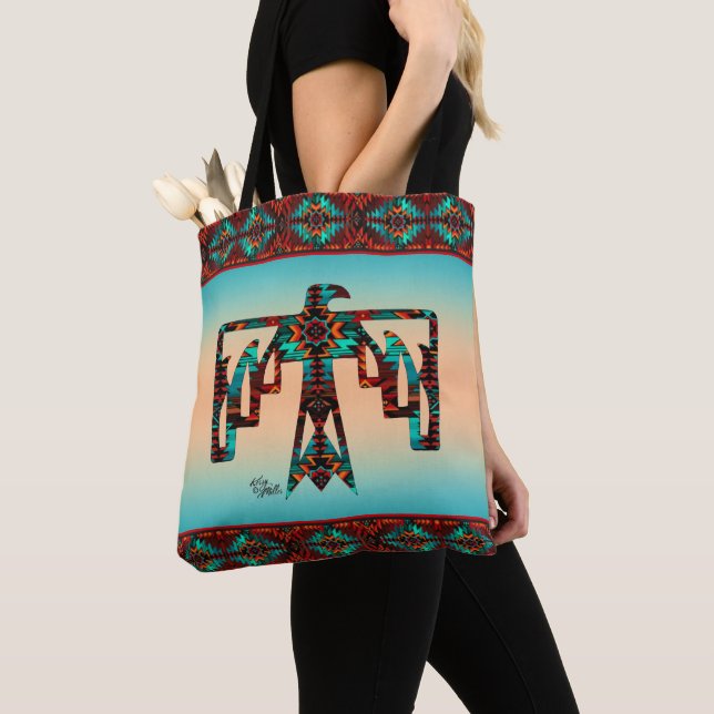 Tribal Thunderbird Tote Bag Tygkasse (Närbild)