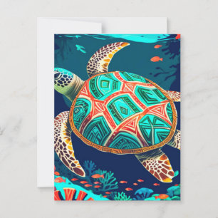 Tribal Tide Turtle Vykort
