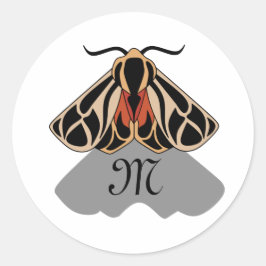Tribal Tiger Moth Monogram Runt Klistermärke