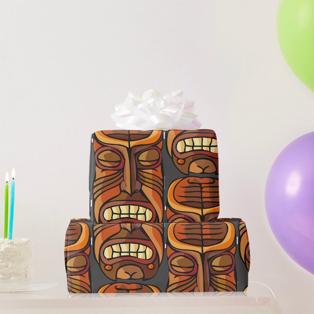 Tribal Tiki-mask i polynesiansk stil Presentpapper (Skapare uppladdad)