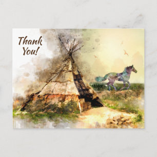 Tribal Tipi, Indian Horse Boho Teepee Tack Vykort
