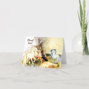 Tribal Tipi och hästar i kärlek Boho Teepee Tack Kort