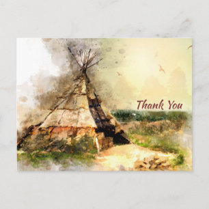 Tribal Tipi och Heart Arrow Boho Teepee Tack Vykort