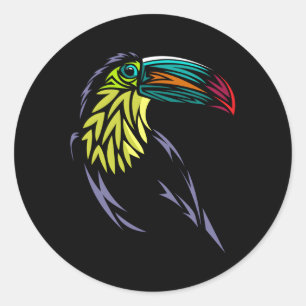 Tribal Toucan Bird Runt Klistermärke