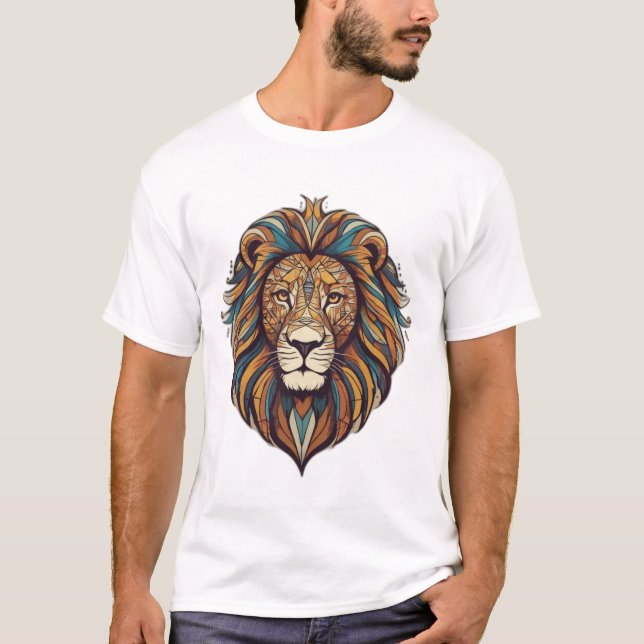 Tribal-trådar: Roar med Geometric Majesty T Shirt (Framsida)