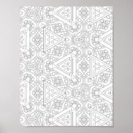Tribal Triangel Mönster Färgningssida Geometrisk Poster