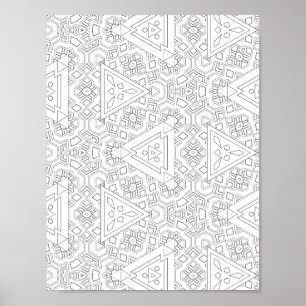Tribal Triangel Mönster Färgningssida Geometrisk Poster
