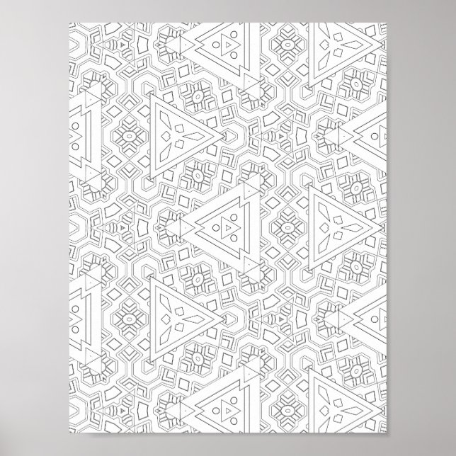 Tribal Triangel Mönster Färgningssida Geometrisk Poster (Framsidan)
