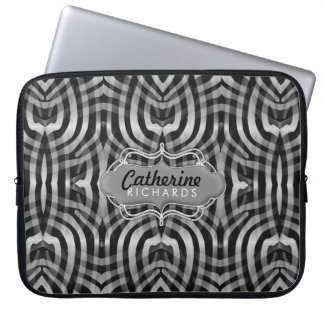 Tribal Tulips Black Silver Laptop sleeve