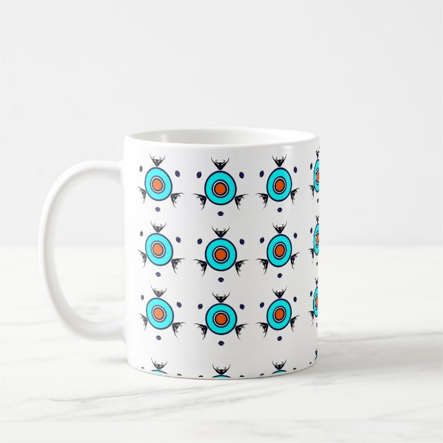 Tribal Turquoise Pattern Kaffemugg (Vänster)