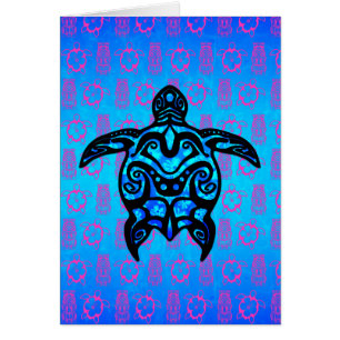 Tribal Turtle Hibiscus Hälsningskort