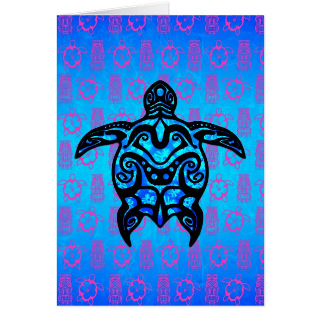 Tribal Turtle Hibiscus Hälsningskort (Framsidan)