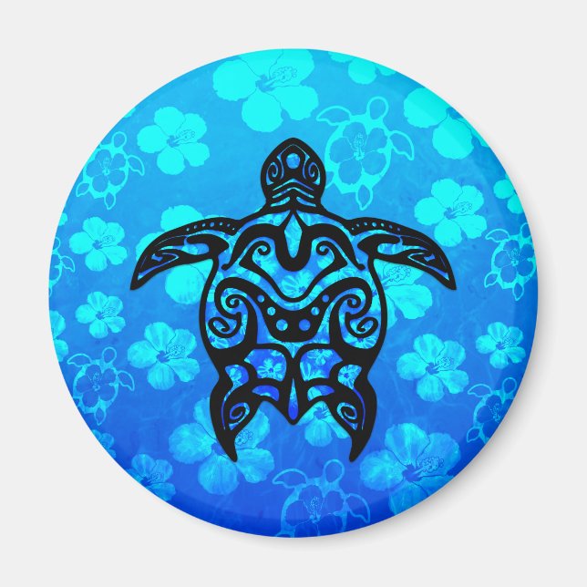 Tribal Turtle Hibiscus Magnet (Framsidan)