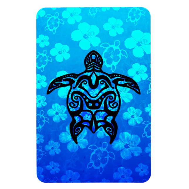 Tribal Turtle Hibiscus Magnet (Vertikal)