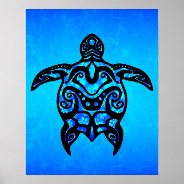 Tribal Turtle Hibiscus Poster (Framsidan)