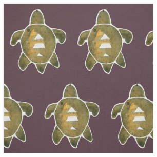 Tribal Turtle Petroglyph Stil Art Burgundy Red Tyg