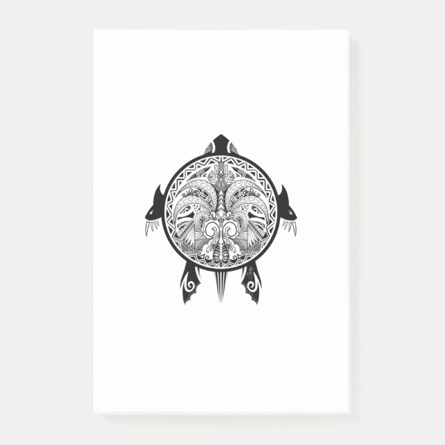 Tribal Turtle Shield Tattoo Post-it Block (Framsida)