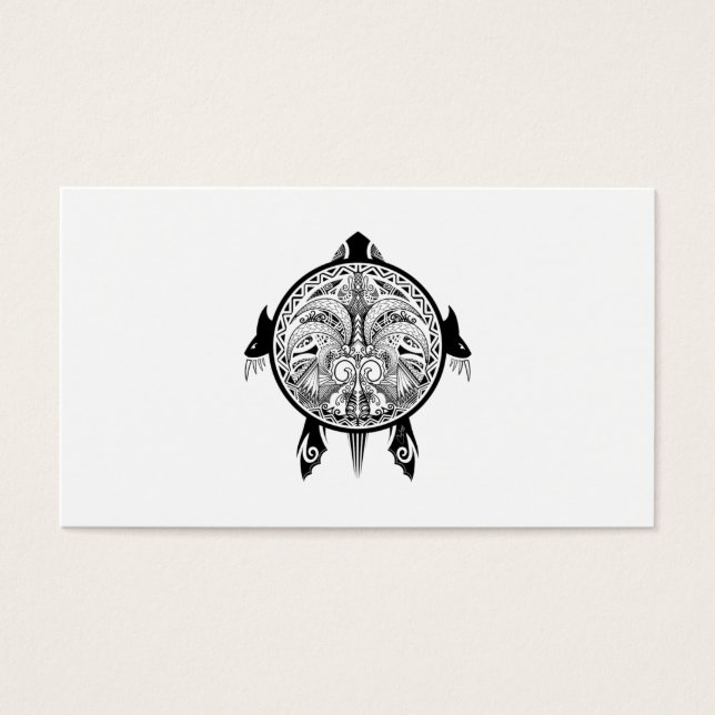 Tribal Turtle Shield Tattoo Visitkort (Framsidan)