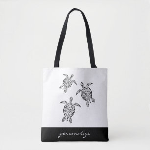 Tribal Turtles White Coastal Monogram Tygkasse