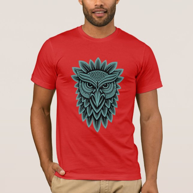 Tribal Uggla Huvud Geometrisk Vilda Djur T Shirt (Framsida)