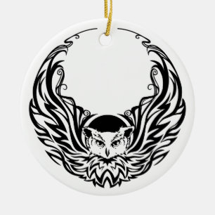 Tribal Uggla Julgransprydnad Keramik