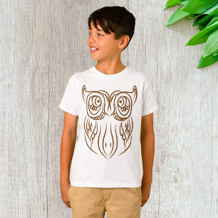 Tribal Uggla Line Art Modern Brown Abstrakt T Shirt