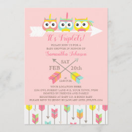 Tribal Uggla Triplets Baby Shower-inbjudan Inbjudningar