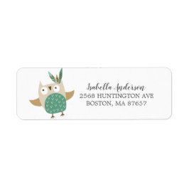 Tribal Uggla Vild One Baby Shower Address Label Returadress Etikett