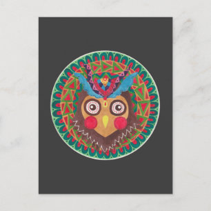 Tribal Underbar Horned Uggla Vykort