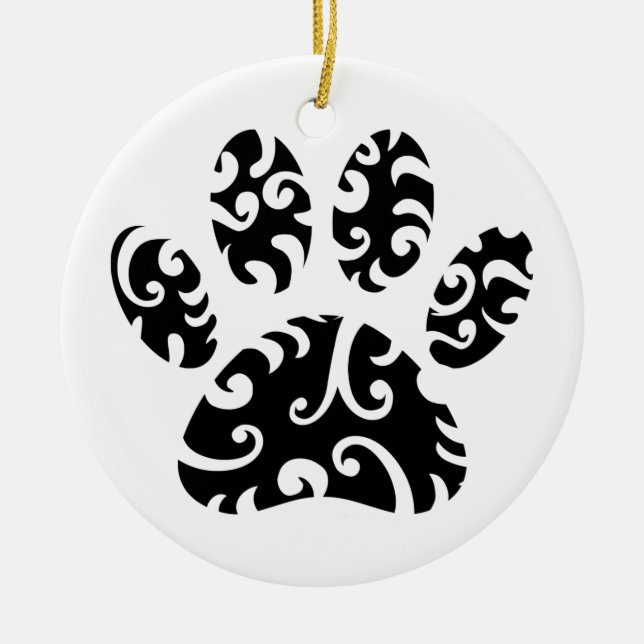Tribal-utskrift av hund Tass Julgransprydnad Keramik (Framsidan)