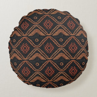 Tribal Våg Textil Mönster Rund Kudde