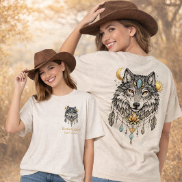 Tribal Varg Andlig Djur Drömfångare Sol Måne T Shirt