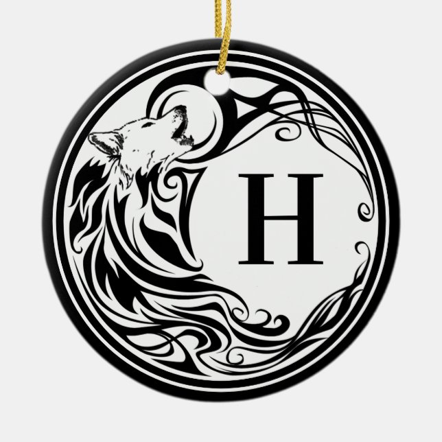Tribal Varg Monogram Julgransprydnad Keramik (Framsidan)