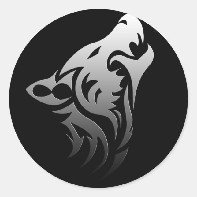 Tribal-Varg Runt Klistermärke (Framsida)